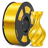 SUNLU 3D Printer Silk Filament,Shiny Silk PLA Filament 1.75mm, Smooth Silky Surface, Great Easy to Print for 3D Printers, Dimensional Accuracy +/- 0.02mm, Silk Light Gold 1KG