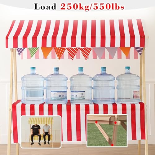 Espositore pieghevole in metallo con tovaglia e tenda da sole portatile per fiere, festival, mercatini delle pulci e carrelli alimentari (120 x 60 cm)