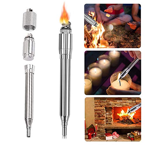 Richaoll Outdoor Cooking Survival Blow Fire Tube Tragbare Fire Starter Tube Einziehbare Edelstahl Camping Blow Fire Tube…