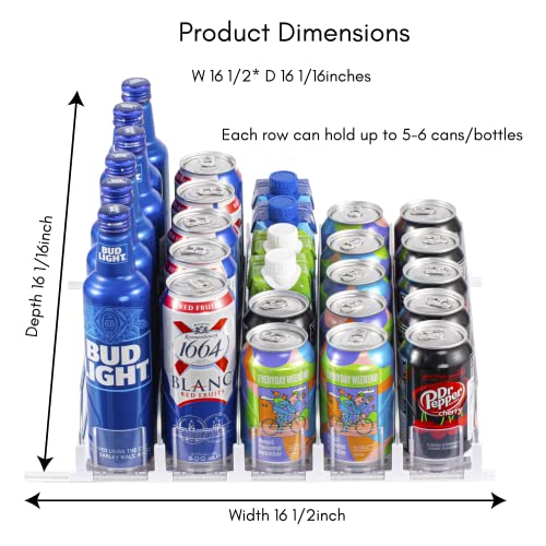 Rula Drink Dispenser For Fridge, Self-Pushing Soda Can Organizer For Refrigerator, Width Adjustable Beverage Pusher Glide, Beer Pop Can Water Bottle Storage For Pantry, Kitchen-White, 5 Rows #TOP2