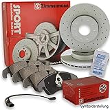 Inklusive Bremsmontagepaste ZIMMERMANN Bremsscheiben Gelocht Ø380mm + Zimmermann Bremsbeläge Bremsbelagsatz + Warnkontakt Verschleißwarnkontakt Vorne Vorderachse für A8 2.0 3.0 4.0 TFSI quattro S8 quattro + Q5 8R SQ5 TDI quattro