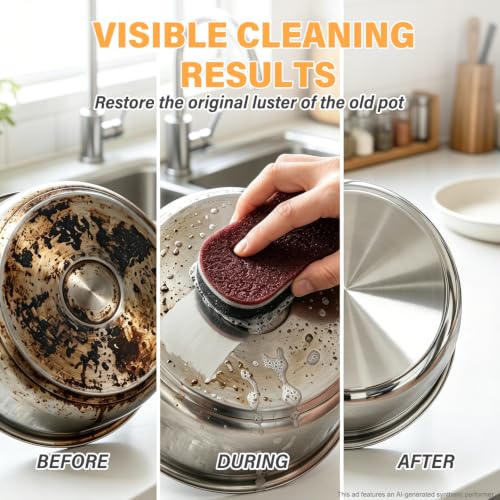 Image of Cleaning Sponges Eraser,2026 New Heavy Duty Scouring Pad,Dish Sponges | Shower and Tub Scrubber Sponge for Kitchen, Bathroom,Sink,Floor and Home Cleaning
