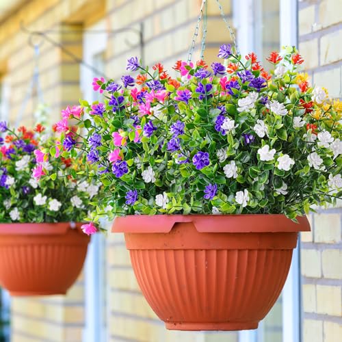 Image of AmyHomie 20 PCS Artificial Flowers for Outdoors, UV Resistant Fake Plants
