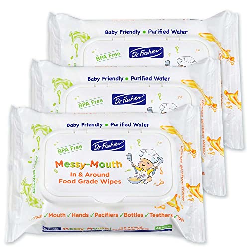 Image of Messy-Mouth Pacifier and Bottle Wipes, Food Grade Teether Wipes for Sensitive Delicate Baby Skin