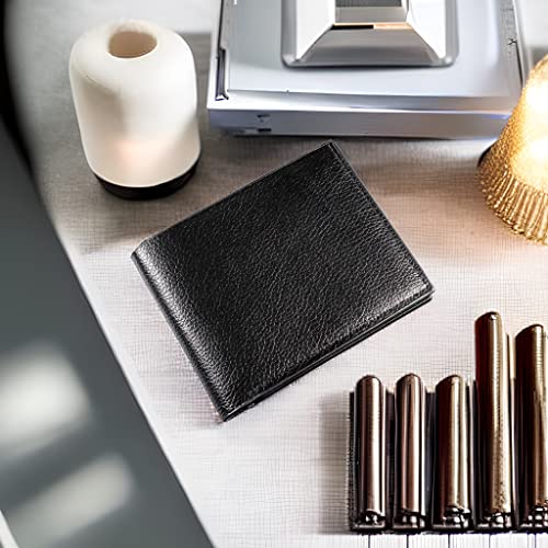 Leather Wallet Card Bag Men's Fashion Wallet Short and Simple Wallet Business Wallet Multi-card Wallet Durable Wear-Resistant Compact Design Short Style Wallet (Black)3