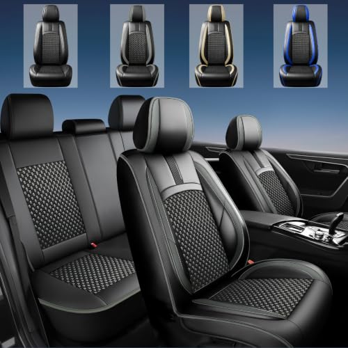 Image of Fit Outback Car Seat Covers for Subaru Outback 2010-2024 2025 2026-Upgraded Premium Waterproof & Breathable Leather, Airbag Compatible, All-Weather Seat Cushion Protector,Full Set,Grey