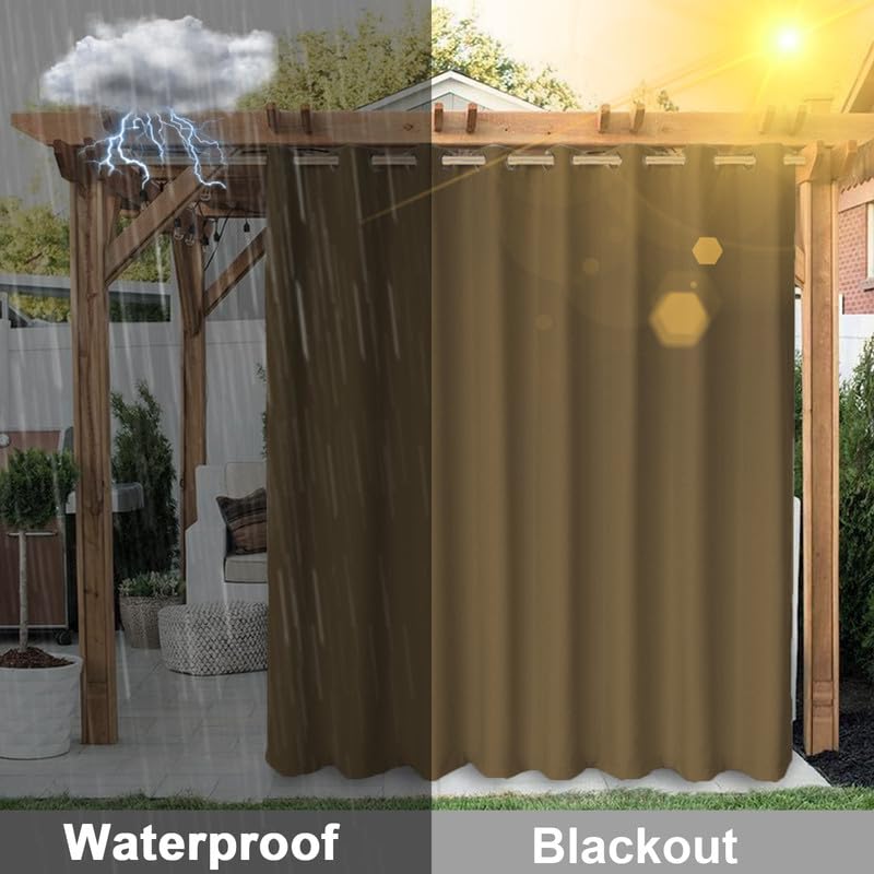 Pannello di protezione solare impermeabile per patio esterno, per camera da letto, portico, pergola e cabana, 1 pannello di 84 x 72 cm (larghezza x altezza), marrone chiaro