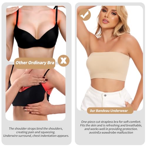 JOYSHAPER Strapless Bra for Women Seamless Bandeau Wireless Comfy Tube Top Daily Bra3