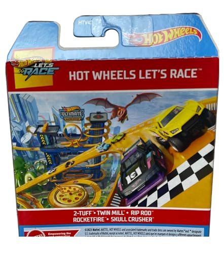 Image of Hot Wheels Car 2024 Let's Race Pack of 5 (2 Tuff, Twin Mill, Rip Rod, Rocketfire, Skull Crusher) Multi - Color