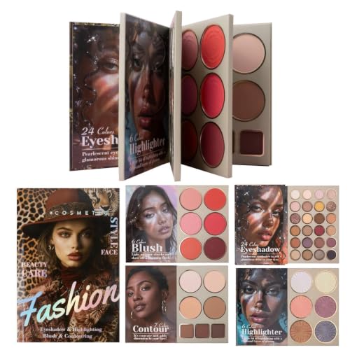 Eye Shadow Makeup Book, paleta z matowym połyskującym różem