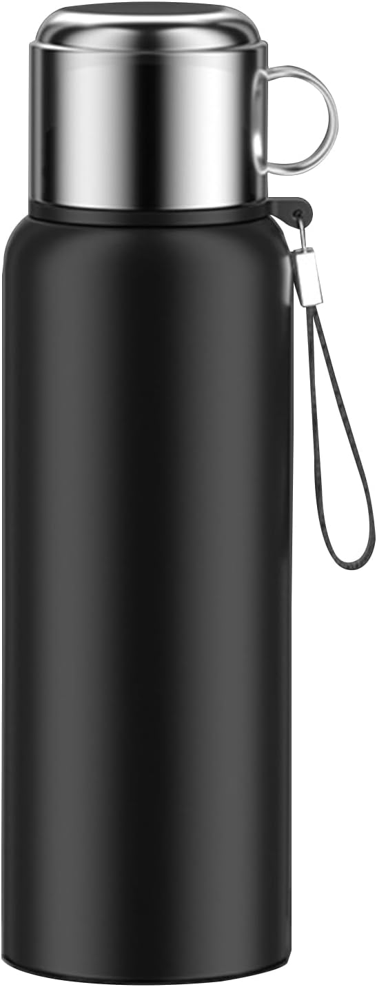 Insulation Cup, 600/800/1000/1200/1500MLStainless Steel Vacuum Flask with Temperature Display Portable Hot And Cold Water Bottle Silver 1000ML