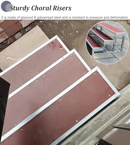 Durable Anti-Slip Tiered Platform Steps for Group Photos, Plywood & Steel Choir Risers System, Ideal for Events, Performances, and Photo Ops