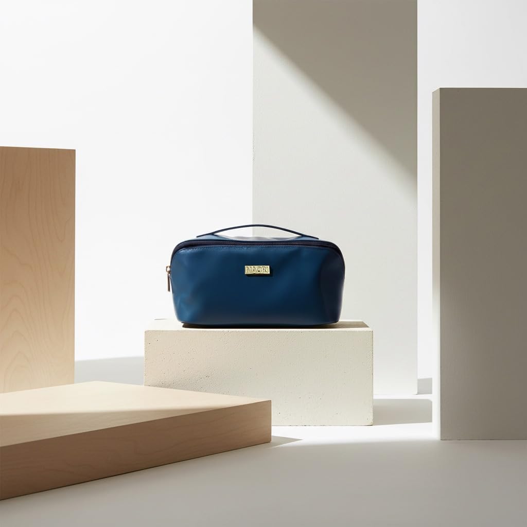 NAORI Travel Makeup Bag for Women | Large Luxury Cosmetic Organizer with Handle & Inner Pockets | Waterproof Faux Leather Toiletry Bag | Makeup Case for Home, Travel & Gifting (Dark Teal) - Image 8