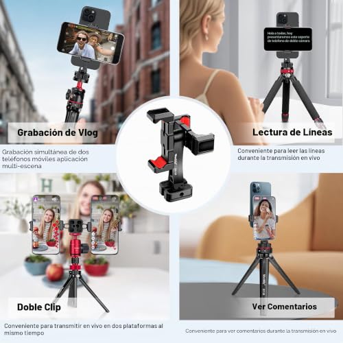 Soporte de trípode para teléfono con abrazadera de clip ajustable metal 7