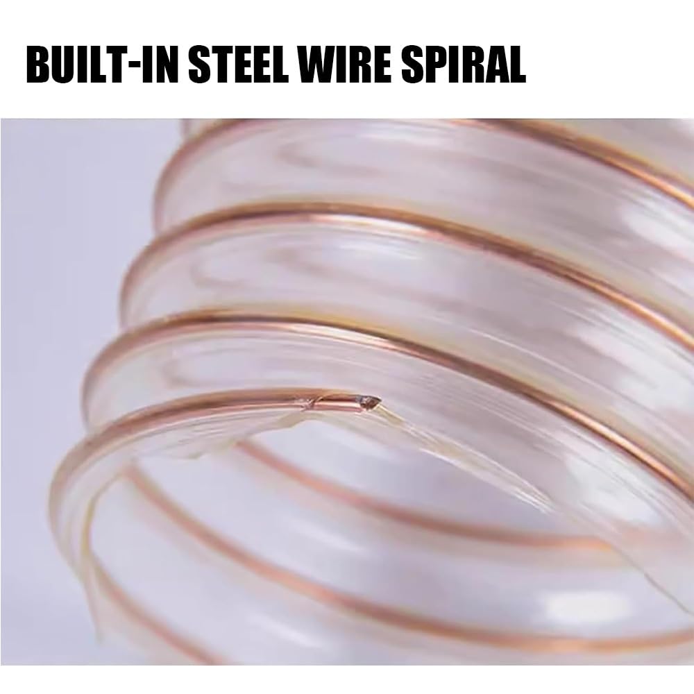Manguera de extracción de polvo de poliuretano transparente con espiral de alambre de acero, manguera de vacío flexible para carpintería, uso industrial y sistemas de recogida de polvo