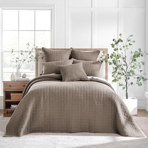 Levtex Home Mills Waffle King Bedspread Set (122x106in) with 2 Pillow Shams (36x20in) - Cocoa -...