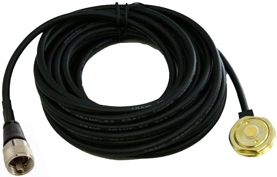 1250 NMO 3/4" 17 feet RG58 Coax Cable Roof Mount Antenna Surface with UHF PL259 Connector for Yaesu Kenwood HYT Vertex Icom Mobile Radios