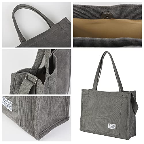 Image of Valleycomfy Corduroy Tote Bag for Women Travel Crossbody Bag Purse Women Shoulder Bags Work Handbags Everyday Hobo Bag