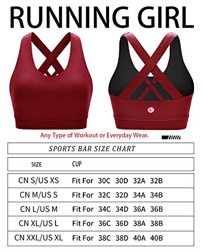 Running Girl Sports Bra For Women, Criss-Cross Back Padded Strappy Sports Bras Medium Support Yoga Bra With Removable Cups (Wx2353D.red.s) #TOP5