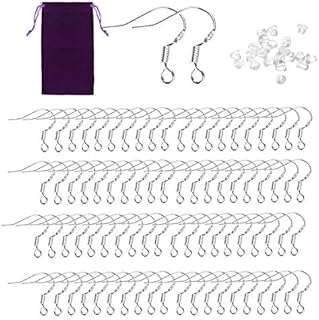 Earring Hooks - SOOKIN 100PCS Ear Wires Fish Hook Earring French Wire Hooks 925 Sterling Silver with 100PCS Earring Backs - for DIY Jewellery Making (Jewelry Bag Bonus)