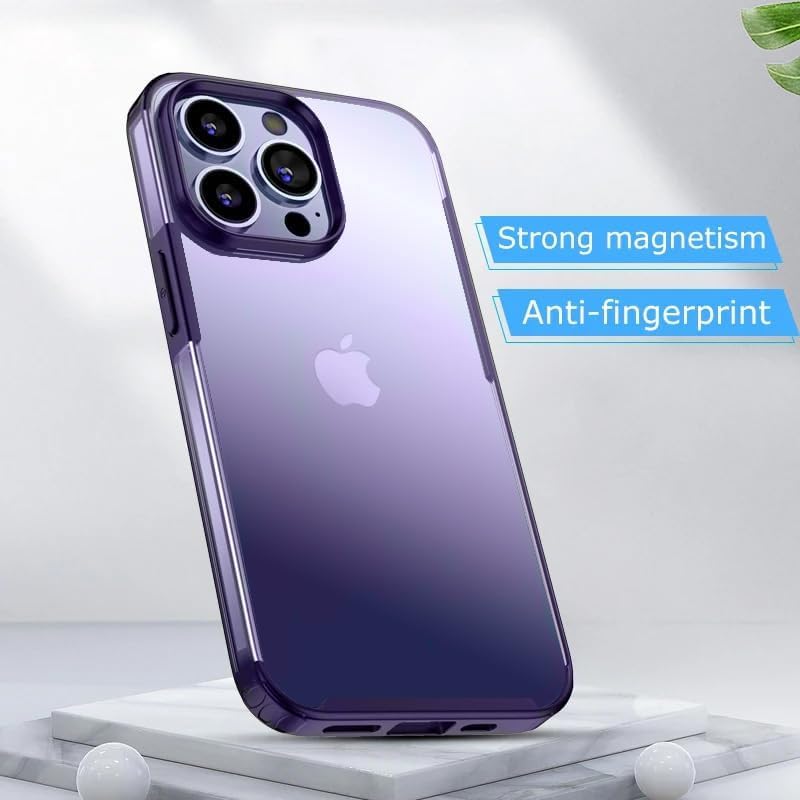 Image of mobistyle iPhone 14 Pro Polycarbonate Non Yellowing Translucent | Ultra Hybrid Drop and Camera Protection Back Cover Case for iPhone 14 Pro (Purple Side)