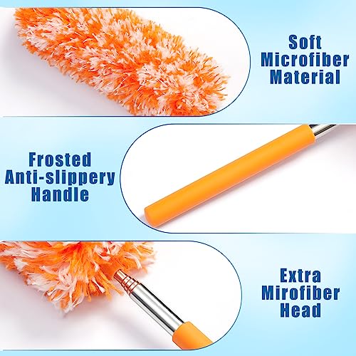 Image of Tanlade 24 Pcs Microfiber Feather Duster for Cleaning, Extendable 13-31 Inch Ceiling Fan Duster with Bendable Head, Washable Tools for Ceiling Fans, Furniture, Car, Cobwebs (Bright Color)