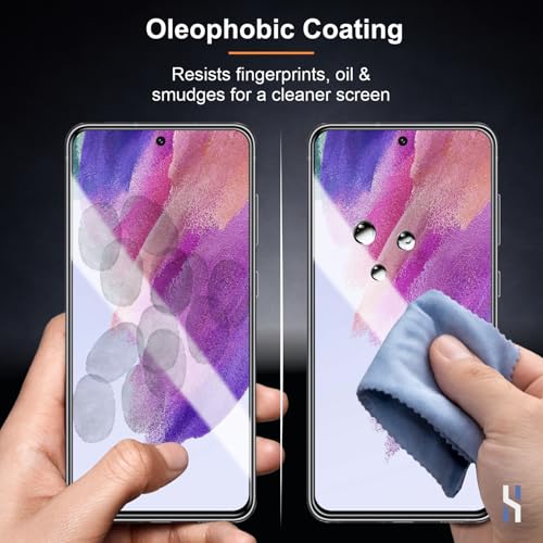 Image of Tempered Glass for Samsung Galaxy S21 Fe (6.4 Inch) Military Grade 9H Screen Guard, Anti-Scratch, Shatterproof, Edge-to-Edge Full Coverage - Black Border