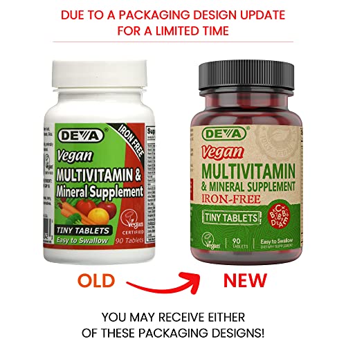 Deva 895634000423 Tiny Tablets Vegan Multivitamins For Women & Men, Multivitamin Iron Free, Mineral Supplement thumb #1