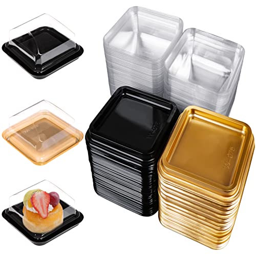 150 Stück transparente Kunststoff-Mini-Kuchenboxen Muffinboxen Keksboxen Käse Gebäck Mondkuchen Dessertbox Verpackungsbehälter für Hochzeit Geburtstag Party Mitte Herbst Festival Cover