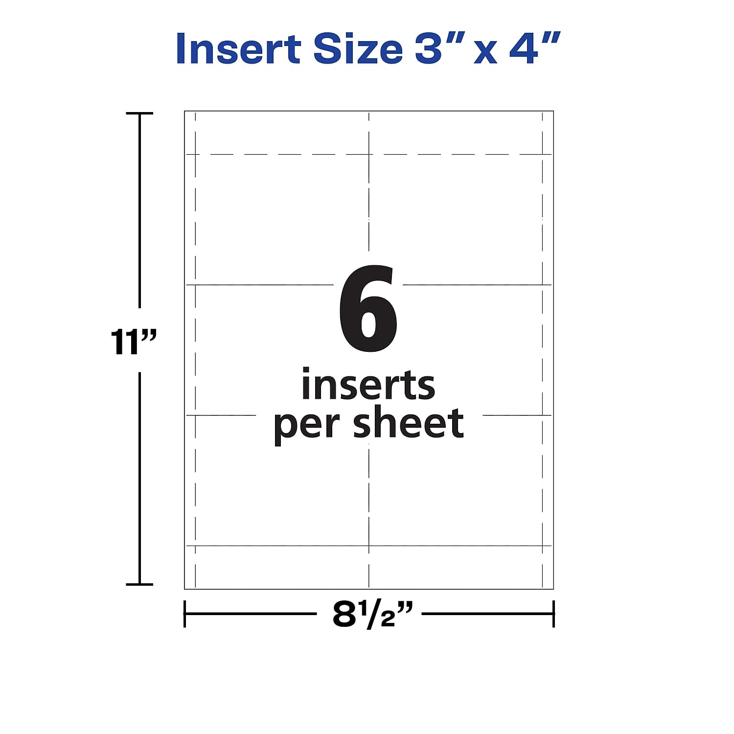 Avery Lot de 300 recharges pour badges nominatifs imprimables au laser et à jet d'encre, 7,6 x 10,2 cm, blanc, 300 inserts par boîte (5392)