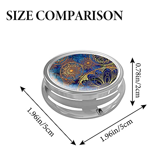 Pill Box-LIZIMANDU 3 Compartment Medicine Pill Case,Portable Medicine Tablet Vitamin Holder Organizer for Purse Pocket Travel Gifts(1 Pack,Blue Flower2) - Thumbnail 2