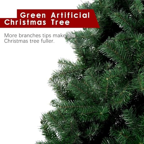 Image of HashWOW 6FT Christmas Tree with Sturdy Stand for Home Decor with Branches, Premium Artificial Green Tree, Office, School, House, Restaurants, & Store Decoration for Indoor & Outdoor Decor