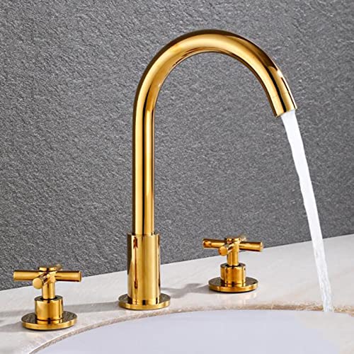 Mitigeur lavabo 3 trous double commande en laiton à jet aéré fluide