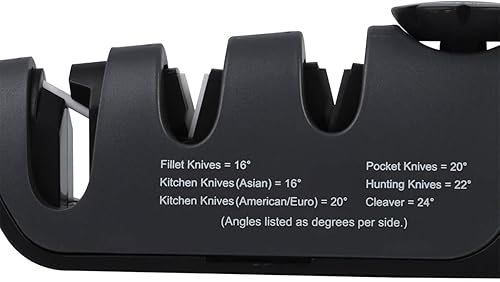 Miniatura 8 de SENKEN - Afilador de cuchillos de cocina 3 en 1, ángulo ajustable de 14 a 24 grados para cuchillos japoneses y alemanes, 3 etapas para afilar y