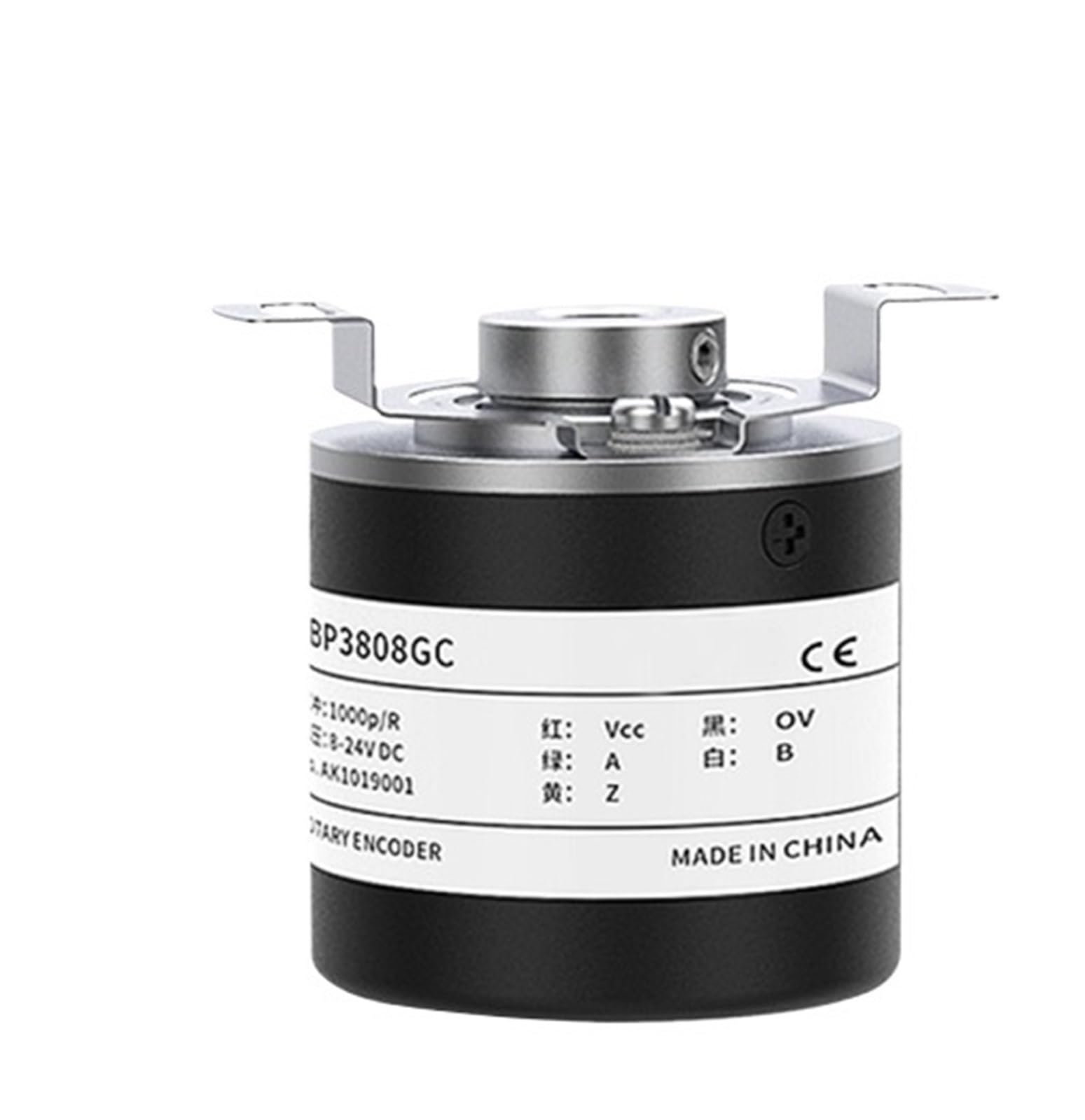 Enkodery przyrostowe 38 mm inkrementalny, 8 mm wał drążony, fotoelektryczny przełącznik optyczny, 10–1024–1800–2500–3600 PPR, 5–24 V DC (RZBP3808-20PPR, napięcie wyjściowe)