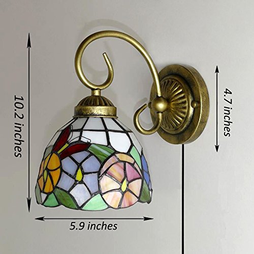 Image of Kiven Wall lamp E26 1-Light Plug-in Bulb not Included Wall Sconce Glass Shade 6 Foot Black Cord(BD0533)