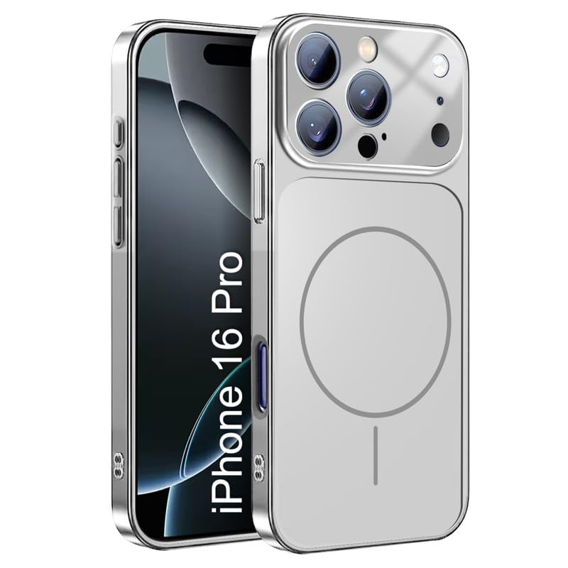 Image of LuxuryKase Converter Case for iPhone 16 Pro | Premium Protective MagSafe Cover | iPhone 17 Pro Series Style Design | in Built Camera Guard | Wireless Charging Compatible - Silver