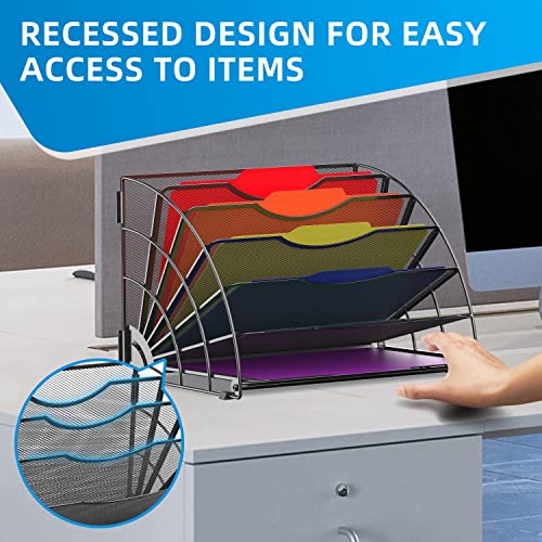 image for SUPEASY Fan Shaped Desk File Organizer, 6 Compartments for Filing Pape