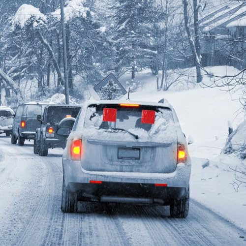 Warnflagge, Warnfahne, Signalfahne, 3 Stück Rote Fahne, Schlussfahne, Endfahne, Signalflagge, Überlänge, mit Seil, für Überhängende Lasten Transport Fahrradträger Auto Wohnwagen