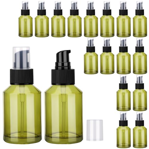 Segbeauty 18pcs 2oz Glass Travel Lotion Container Refillable, Small Travel Containers for Creams, 60ml Mini Empty Lotion Bottles with Pump Dispenser, Cosmetic Skincare Containers Sample Cream Bottle