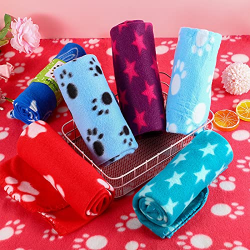 12 Pieces Dog Blanket Fleece Fabric Puppy Blanket With Paw Print Soft Printed Pet Soft Blanket Washable Dog Sleep Mat Pad Bed Cover For Kitten Puppy And Other Small Animals (Multiple Style) #TOP6