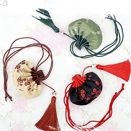 10 Bolsas de Seda Brocado Chinas para Monedas con Cordón miniatura 7