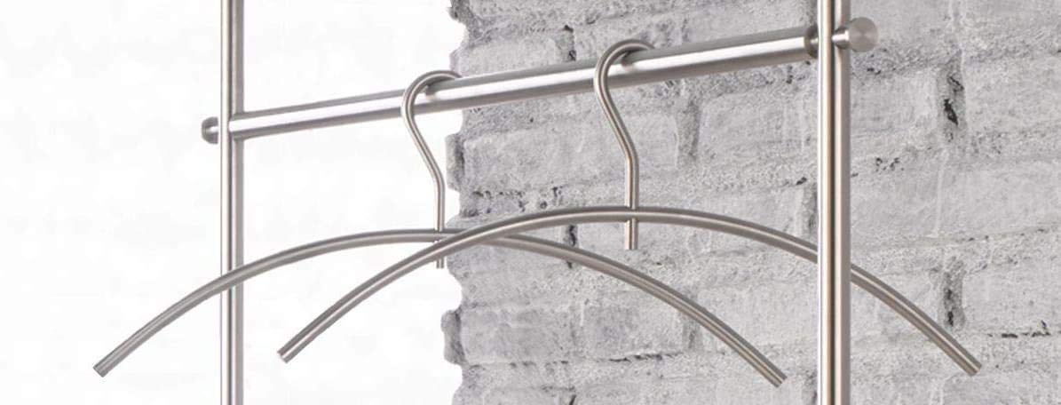 Kleiderbügel-Set drehbar 3 Stück, Edelstahl matt gebürstet, rutschfest, Designer-Garderobenbügel, Premium Jackenbügel, hochwertig, Metall rostfrei, langlebig, 100% Made in Germany - PHOS Design