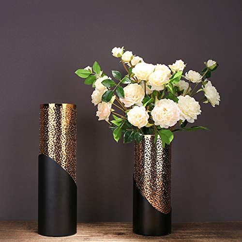 Metalen Holle Ronde Vaas Hotel Model Kamer Thuis Woonkamer Tv Aanrecht Vaas Gedroogde Bloemen Verse Bloem Decoratie Vaas 33x10x9 Cm, 25x10x9 Cm, 2 Stks - Afbeelding 4