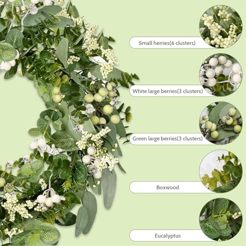 Couronne d'eucalyptus pour porte d'entrée fleurie sans entretien