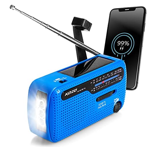 Best NOAA Weather Radio for Emergency by Kozo. Multiple Ways to Charge, Self Powered by Dynamo Hand Crank & Solar Panel, Long Antenna to Pick Up Reception Everywhere