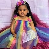 BALOLO 30inch Artist Reborn Baby Dolls, Realistic Reborn Doll with Soft Vinyl and Cloth Body Black Skin Curly Long Hair Girl Toddler Dolls Handmade Birthday Gift My Little Sweetheart