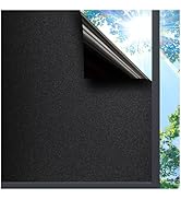 Lifetree Blackout Window Film Privacy: 100% Total Light Blocking Self-Adhesive Black Frosted Wind...