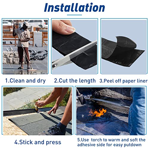 Fabbay FM-FABBAY-439 150 Ft Asphalt Tape Black Concrete Crack Sealer 1.2 Inch, 2 Inch, 4 Inch, Self Adhesive 2.5 Mm Thick Waterproof Concrete Crack Filler Driveway Sealer thumb #3