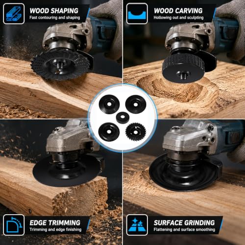 Muela abrasiva madera 125mm disco amoladora angular negro para tallar madera y desbaste 7